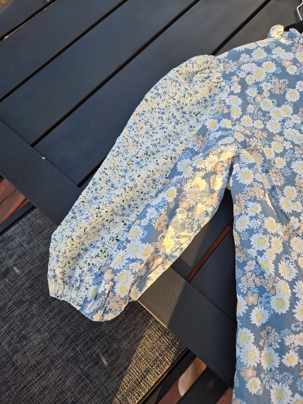 Solitaire Blue Floral Ruffle-Neck Blouse - Picture 5 of 6